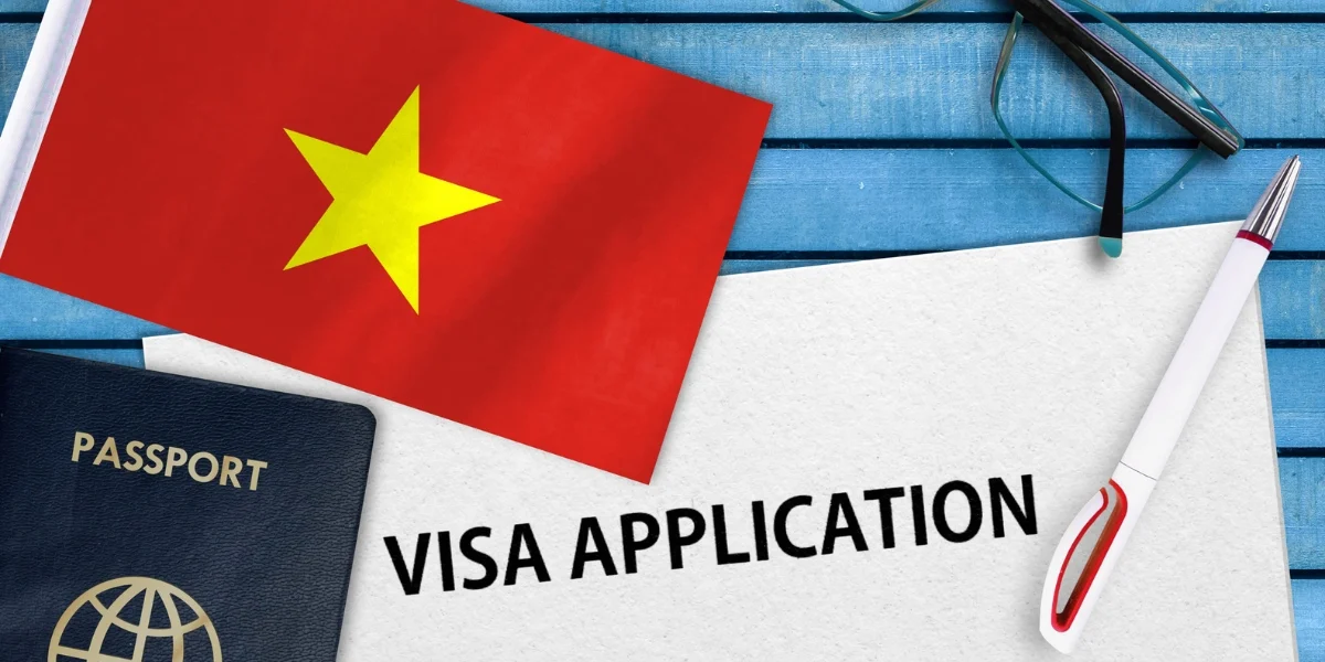 Vietnam e visa application process for Indian travellers showing passport and travel documents.
