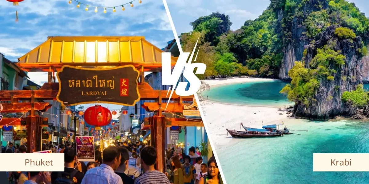 Budget hotels in Krabi and luxury resorts in Phuket showing travel cost differences