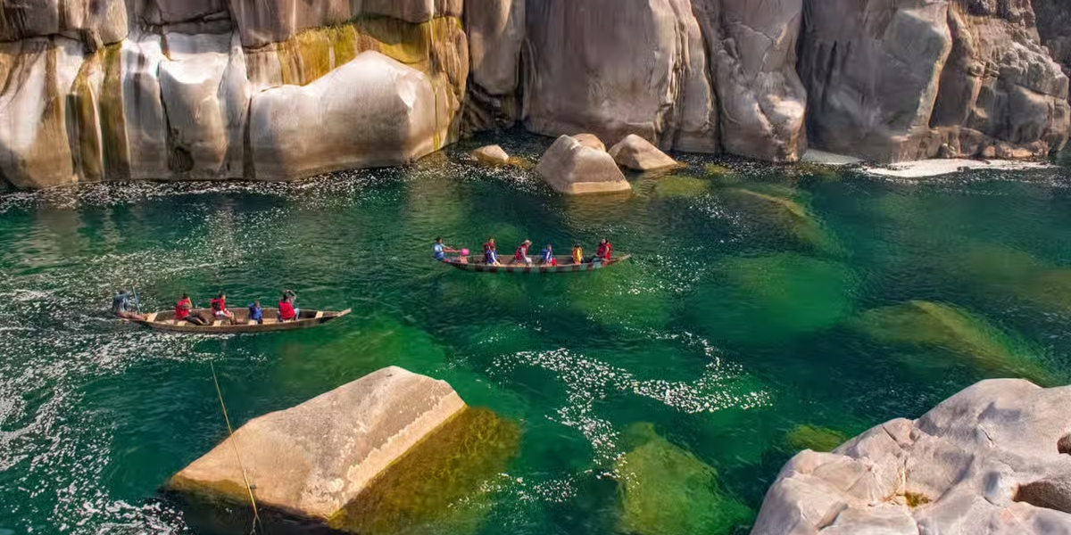 Tourists Exploring Meghalaya Scenic Beauty Travellers exploring scenic landscapes of Meghalaya in summer
