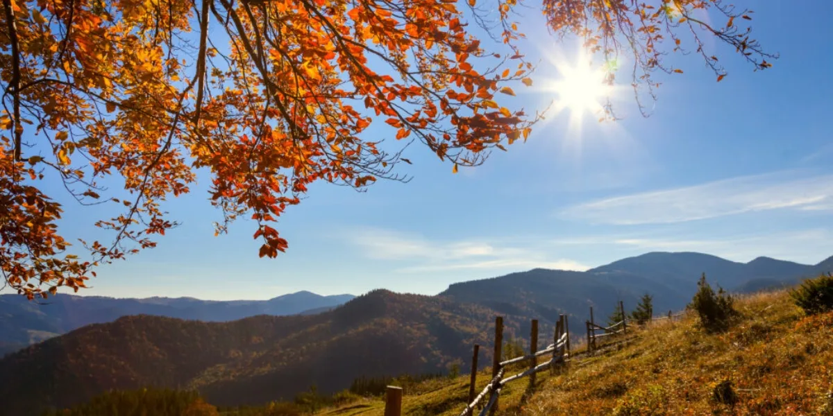 Autumn Views of Chopta Clear autumn skies over Chopta with Himalayan peaks in the background