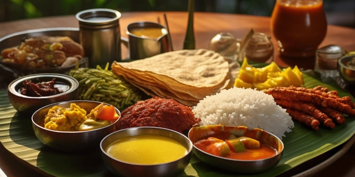 Simple vegetarian meal served in Badrinath for travellers