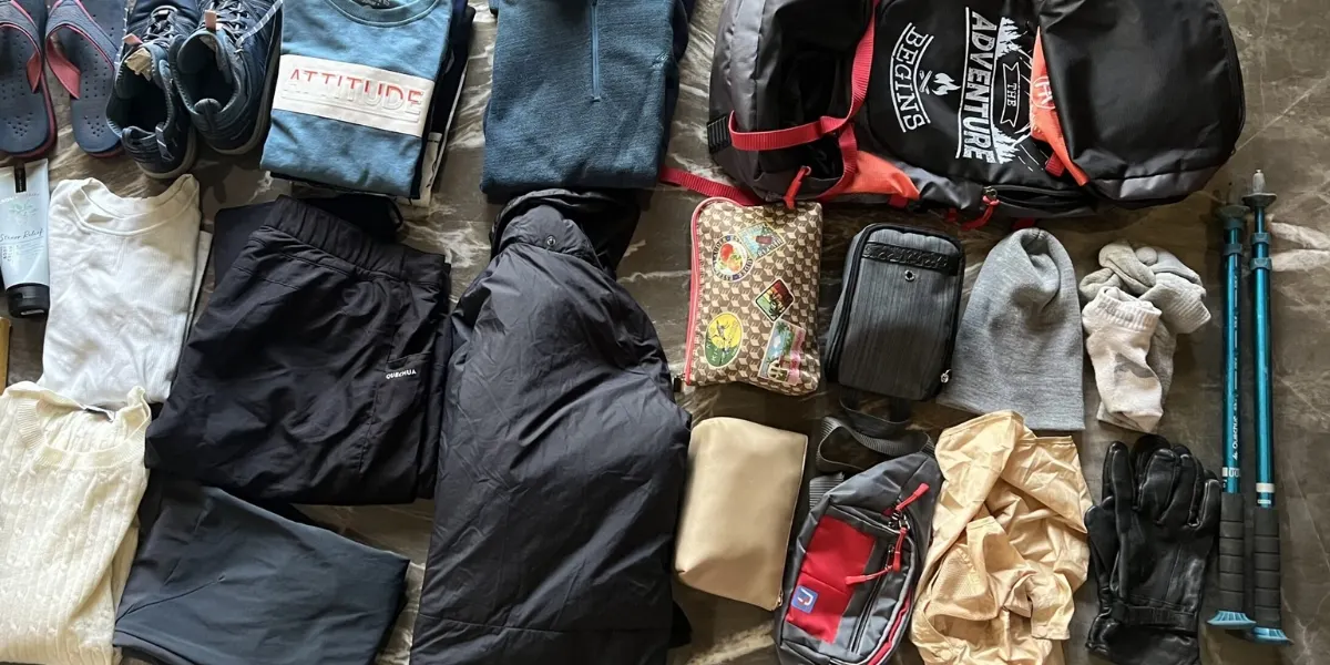 Warm clothing and travel essentials for Badrinath trip
