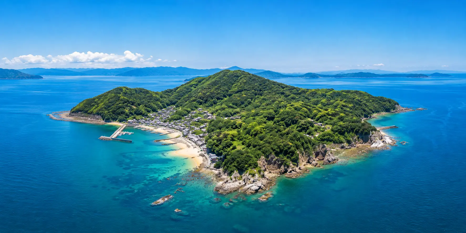 erial view of small Japanese island