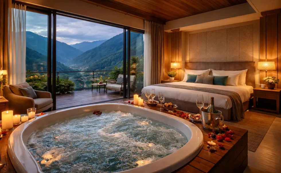 luxury room with romantic setup