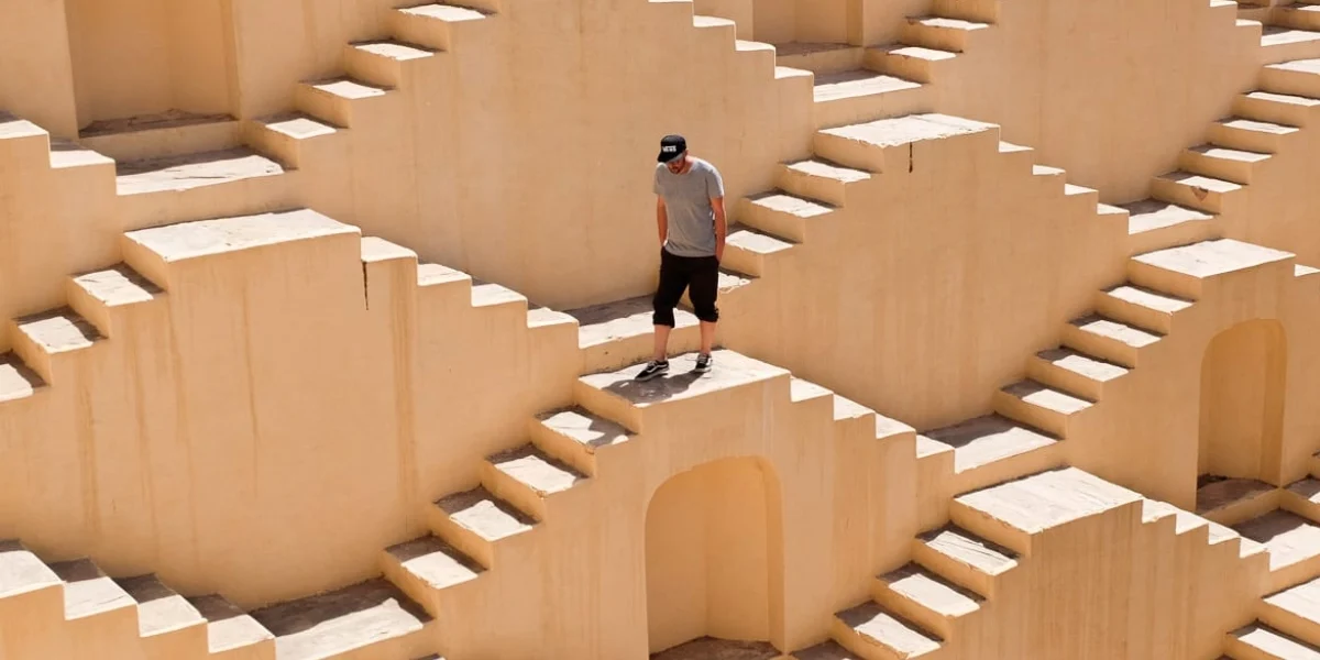 Jaipur stepwell architecture and temples Panna Meena stepwell Jaipur symmetrical stairs