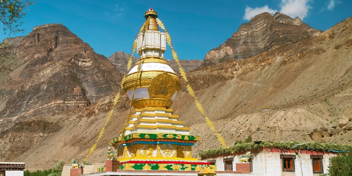 Tabo Monastery in Spiti Valley surrounded by mountains
