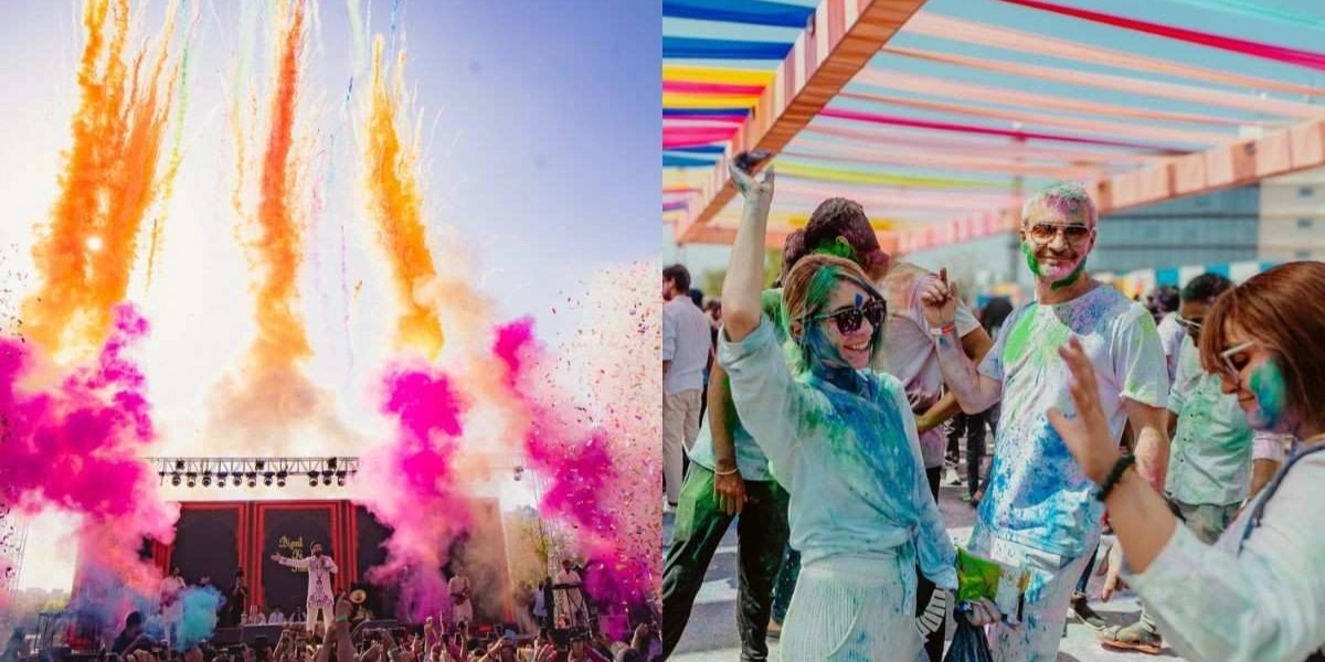Delhi Holi Music Festival 2026 Crowd celebrating Holi 2026 at a music festival in Delhi